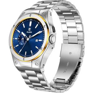 MioHHR Compatible for Google Pixel Watch 3 41mm / Google Pixel Watch 2/1 Band, Stainless Steel Case with Wristband Strap Band for Men Women, Silver/Gold