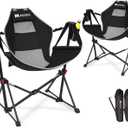 AKSOUL Hammock Camping Chair Swinging: Aluminum Alloy Adjustable Back Swinging Chair, Folding Rocking Chair with Pillow Cup Holder, Recliner for Outdoor Travel Sports Games Lawn Concerts Backyard