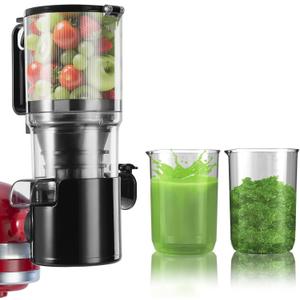 Masticating Juicer Attachment for KitchenAid Stand Mixer,Slow Cold Press Juicer for Kitchenaid Accessory with 4.5" Large Feed Chute,2 * 28oz Cups for Fruits & Vegetables by Aifeel