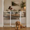 Extra Tall Baby Gate, 40.55" Tall, Fits 40.6"-54.7" Wide Openings, Pressure Mounted Walk-Through Dog Gate, 1.37" Narrow Bar Spacing, Auto Close, White