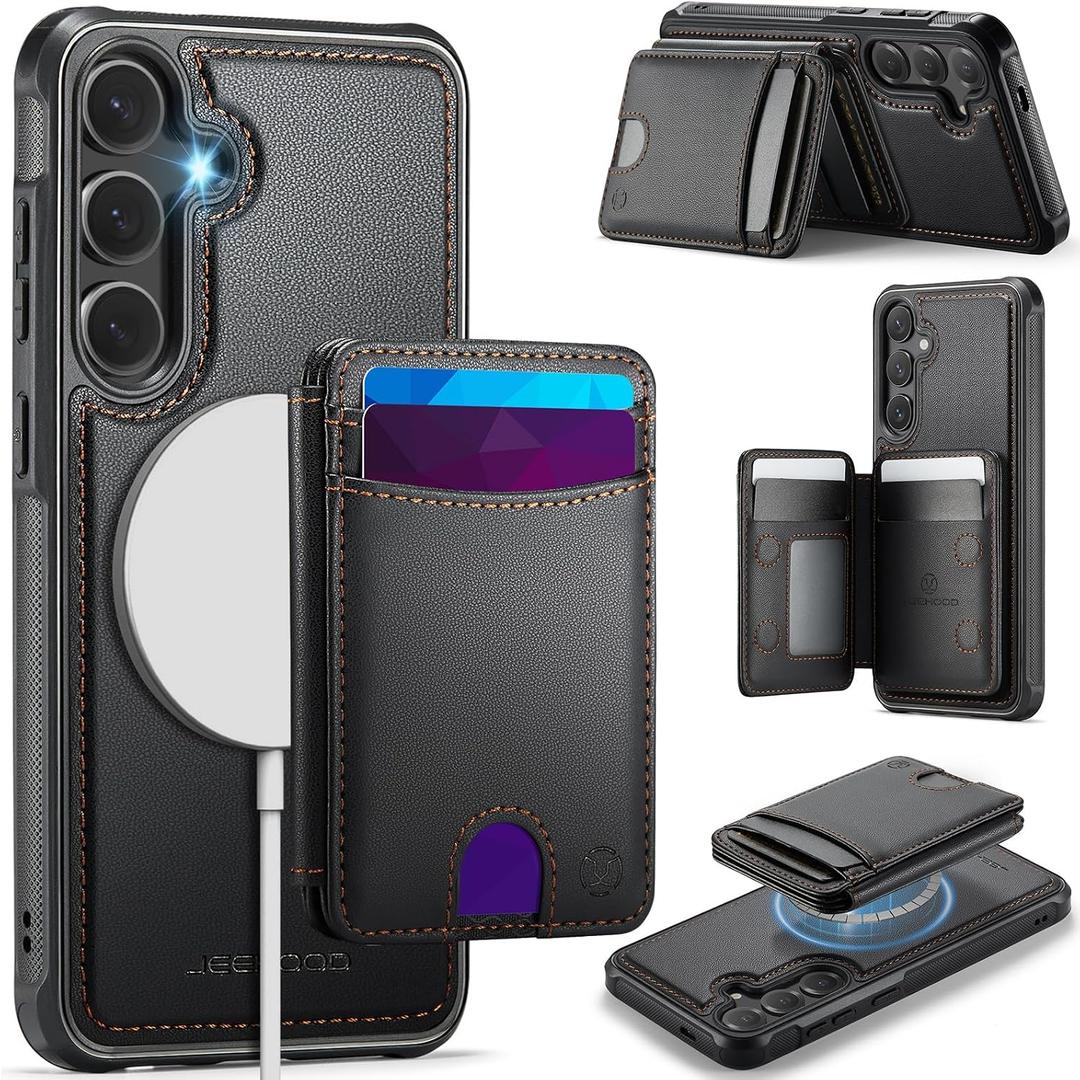 for Samsung Galaxy S25 Wallet Case with Card Holder, RFID Blocking 2 in 1 Detachable Magnetic Card Holder Flip Kickstand Credit Slots Cover for Samsung Galaxy S25 6.2", Black