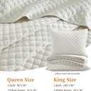 Luxury Soft Velvet Quilt Set King Size - Lightweight Velvet Bedding Set for All Season, Oversized Bedspread Coverlet Comforter Set with 2 Pillow Shams, Cream White, Diamond (King/Cal.King (106" x 96"))