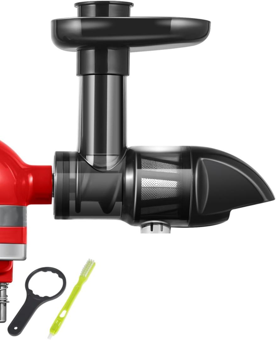 Masticating Juicer Attachment for All Kitchen Aid Stand Mixers, Cold Press Accessories for Fruits & Vegetables, Easy to Clean Slow Juicing Parts, Machine not Included, Black (Large)