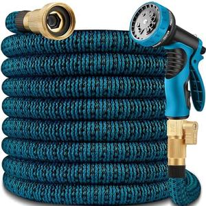 100 ft Expandable Garden Hose - 2025 New Kink Free Flexible Water Hose 100ft with 10 Pattern Spray Nozzle, 3/4 Solid Brass Connectors, Retractable Latex Core - Lightweight Expanding Hose
