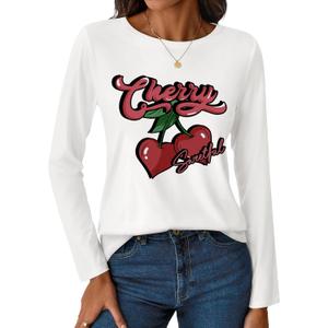 LilyCoco Womens Long Sleeve T Shirts Boat Neck Tops Breton Loose Fit Printed Tshirt White, Extra Large, White 