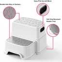 Two Step Stool for Kids  Non-Slip Toddler Step Stool for Bathroom Sink & Potty Training, Dual Height 9.5, Safe & Sturdy for Kitchen, Bedroom & Classroom (Gray White)