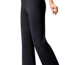 FireSwan Womens Dress Pants Stretchy Wide Leg Work Pants Business Casual Trousers Pull On Office Slacks with 4 Pockets (Large, Black)