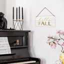 PHAMTE Fall Door Decor, Hello Fall Printed Wood Plaque Sign & Autumn Wall Sign - 12 x 6 Inches (brown)