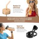 Kodrine 32oz Glass Water Bottle with Straw, Glass Drinking Bottle with 2 lids-Bamboo and Spout Lid, Leakproof Daily Water Intake Bottle with Time Marker for Home, Outdoor Sports, BPA free, Amber