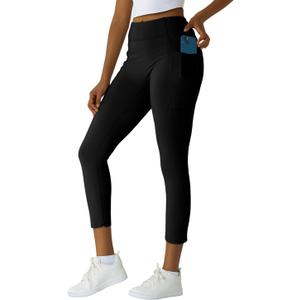 Women's High Waisted Moisture - Wicking Yoga Leggings with Pockets, Reflective Stripes & Shirt Loop for Active Lifestyle (Black, S)