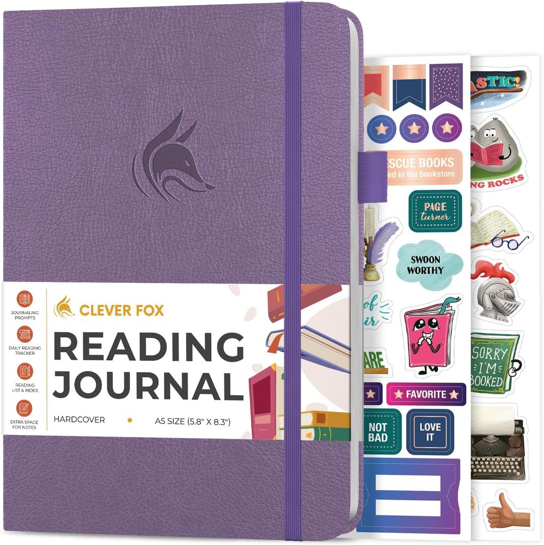 Clever Fox Reading Journal  Book Review Log  Gift Accessories for Reading Lover  Book Journal for Kids & Adults  A5, 5.8x8.3 (Lavender)