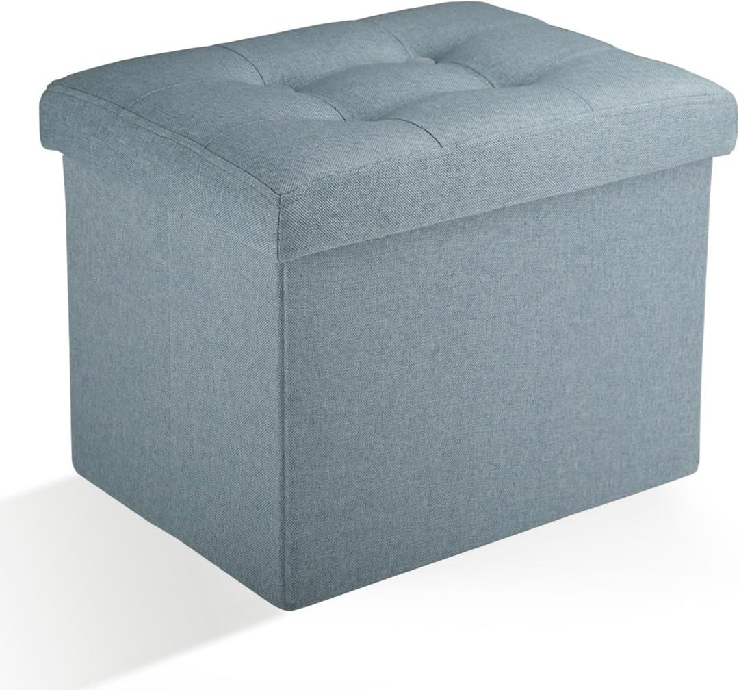 Ottoman Storage Ottoman Foot Rest Stool Foldable Bench with Storage Student Dormitory Bedroom and Entryway 17 X 13 X 13 (Fogblue)