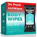 XL Bathing Wipes No Rinse for Adults  24 Packs (240 Count)- Extra Thick & Large Shower Wipe, Ideal for Men, Women & Elderly  Soft & Gentle Disposable Bath Wipes - Camping & Travel Essentials