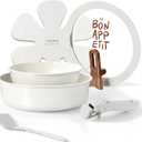 CAROTE Ceramic Pots and Pans Set Non Stick, Nonstick Kitchen Cookware Sets with Lid, Detachable Handle Saut Pan Set, Non Toxic Frying Pan, Oven Safe, Induction Ready, Cream White (6 Piece)