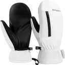 Waterproof Ski Mittens Ski Glove for Women Men Youth Winter Cold Weather Snow Gloves with Hands Warmer Zipper Pocket (White)