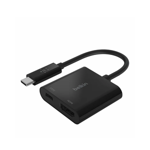 Belkin USB C to HDMI Adapter + USBC Charging Port to Charge While You Display, Supports 4K UHD Video, Passthrough Power up to 60W for Connected Devices, Compatible with MacBook, iPad, Windows