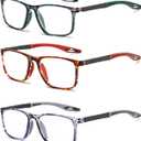 Hubeye TR90 Sports Reading Glasses for Men and Women Ultralight Flexible Anti-Blue Light ReadersPattern green+Pattern red+Pattern gray+0.0