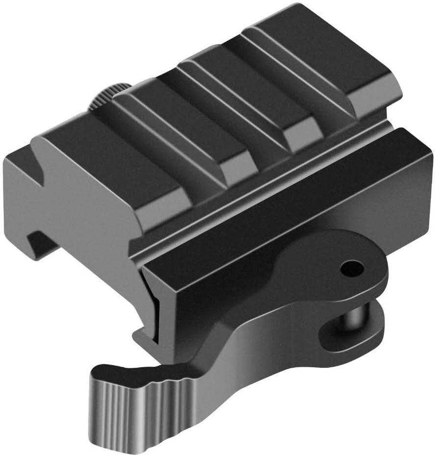 Picatinny Riser Mount, Low Profile Rail Riser Mounts Adaptor with QD Lever Lock Quick Release & 3 Slots Picatinny Rails for Scope Rings Optics Sights, 1/2" H x 1.57''L