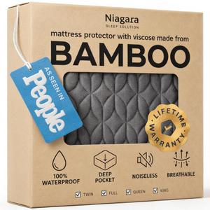 100% Waterproof Noiseless & Cooling Mattress Protector - Queen Size - Gray | Viscose Made from Bamboo, 360 Protection Against Spills, Stains, & Accidents, 20" Deep Pocket, For Parents & Pet Owners