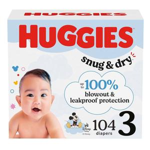 Huggies Size 3 Diapers, Snug & Dry Baby Diapers, Size 3 (16-28 lbs), 104 Count