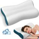 Cervical Neck Pillow for Pain Relief, Contour Memory Foam Pillows Ergonomic Pillow Orthopedic Cooling Pillow Bed Pillow Neck Support for Side Back Stomach Sleepers (Grey&Blue)