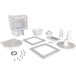 JED Pool Tools 45-400 Thru-The-Wall Skimmer & Complete Accessory Kit, White (Square-Mouth)