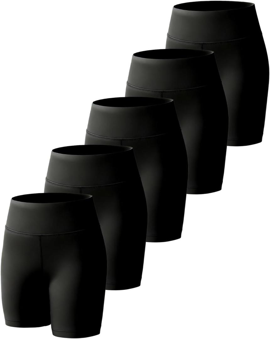 5 Pack 4" High Waisted Girls Bike Shorts, Athletic Shorts for Kids & Teens | Machine Wash, Squat-proof, Moisture Wicking, Anti Pilling, True to Size, Suitable for Sports, Yoga, Volleyball, Running, XL