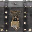 ELLDOO Wooden Treasure Chest with Lock, Vintage Pirate Chest Keepsakes Box for Kids Gifts, Handmade Treasure Storage Decorative Box for Jewelry Coins Collectibles, Small