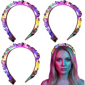Tigeen Light up Headband LED Glow Headbands Glow in The Dark Headband LED Hair Accessories for Wedding Party Favor