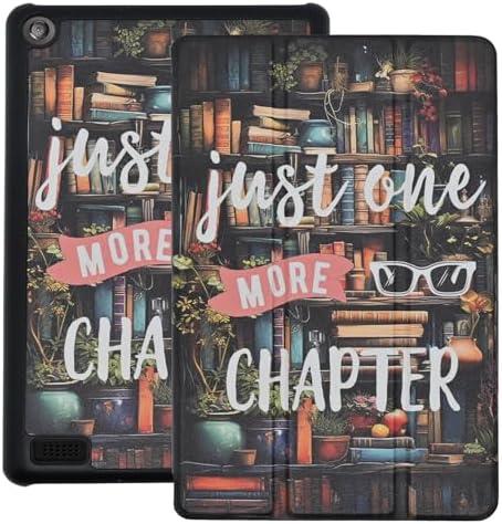 Case for Kindle Fire 7 Tablet 2019 2017 Release 9th 7th Generation, Book Lovers Lightweight PU Leather Stand Protective Cover with Auto Sleep Wake, Just one More Chapter