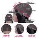20 Inch Deep Wave Human Hair Wig 4x4 HD Lace Front Wigs 180% Density Glueless Wear Pre Plucked Curly Frontal Wigs Human Hair for Women (#4 Brown Color)