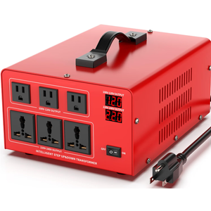 8000VA Step Up/Down Voltage Transformer Converter 110/120V to 220/240V
Auto Input Recognition,3 US & 3 Universal Outlets, LCD Display,for Home Appliances,International Travel, Workshop, Power Tool