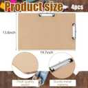 Henoyso 4 Pcs Extra Large Clipboard Wooden Lap Board with Low Profile Clip Brown Double Landscape Clip Hardboard Drawing Horizontal Clipboard for Paper Sketching Art Supplies (14x20 Inch)