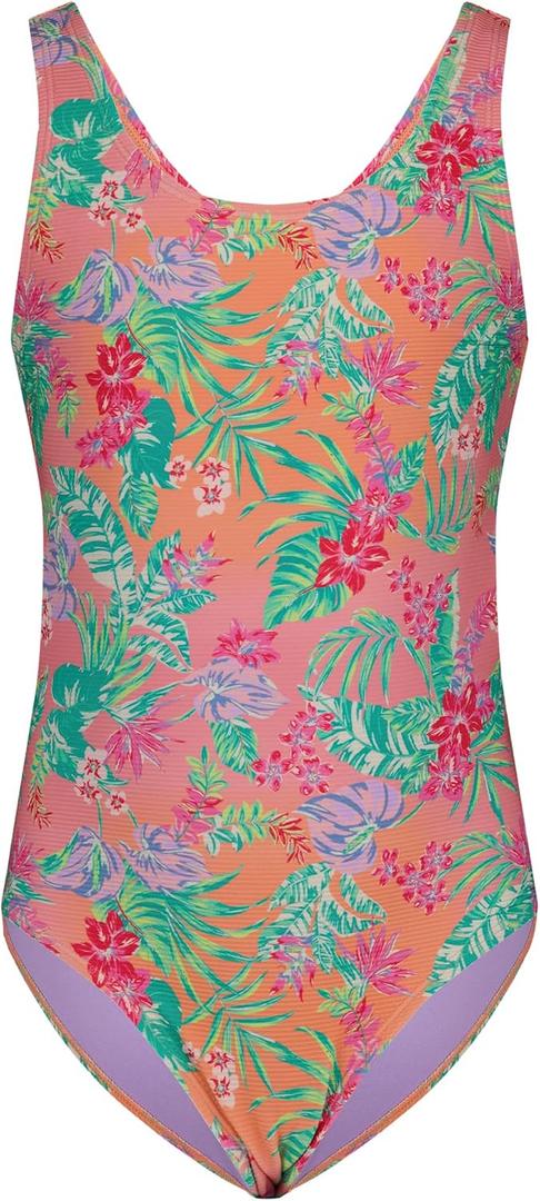 Roxy Girls' One-Piece Swimsuit with UPF 50+ Sun Protection, Quick Drying Bathing Suit, Peach Breeze, 14
