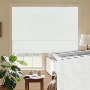 Grandekor No Drill Cordless Roman Shades for Windows,24W x 36H,Blackout Fabric Blinds for Indoor Windows,UV Privacy Protection Thermal Insulated,Easy Install,Blocking Roman Blinds for Home,White