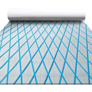 FOCEAN Boat Flooring EVA Foam Boat Decking Marine Mat Non-Slip Self-Adhesive Flooring Sheet for Motorboat Kayak Surfboard Garden Floor Swimming Pools, 94.5''x 47.2'', Grey with Blue Lines (94.5" x 47.2", Grey With Blue Lines)
