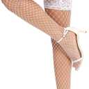 RSLOVE Women's Lace Top Fishnet Thigh-High Stockings with Antiskid Silicone Sexy Stay Up Tights Pantyhose (White), Size: One Size