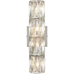 SAMTEEN Chrome Crystal Wall Sconce Modern 4-Light Crystal Sconces Wall Lighting Tube Shape Glass Wall Light Fixture for Bedroom Living Room Hallway Kitchen Bathroom Vanity Light