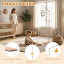 Floor-Standing Crib Mobile Arm,44.5-61 Inches Adjustable Height Natural Beech Wood, Baby Mobile Holder Hanger for Crib/Bassinet/Playpen, Easy Assembly Unisex Nursery Decor