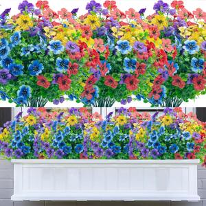 Artificial Flowers for Outdoors,20 Bundles UV Resistant Faux Fake Outdoor Flowers No Fade Plants Plastic Shrubs for Home Indoor Outside Decor(Mix Color)
