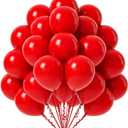 FOTIOMRG Red Balloons, 50 Pack - 12 inch Latex Party Balloons for Birthday, Graduation, Baby Shower, Valentines, Christmas, Wedding Parties (with Red Ribbon)