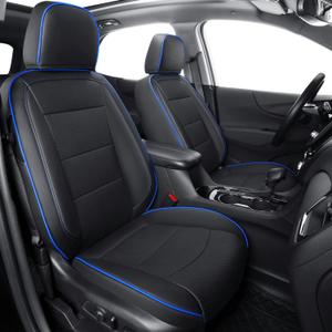 RISINGSTAR Terrain Seat Covers, fit for 2018-2024 GMC Terrain SUV with Rear Split Seats, Water Proof Faux Leather, (Full Set, Black&Blue)