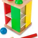 Melissa & Doug Deluxe Pound and Roll Wooden Tower Toy with Hammer, White
