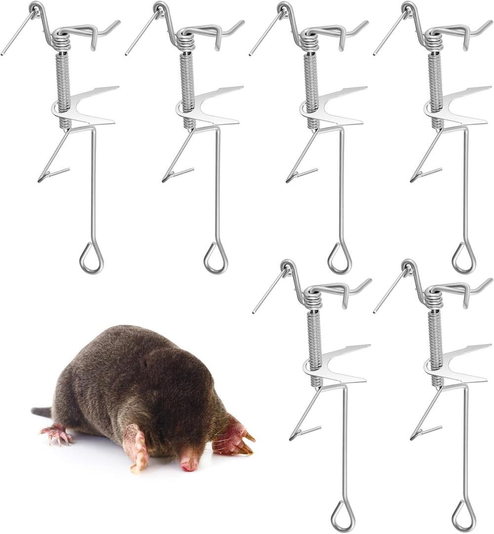 Qualirey Mole Traps Pocket Gopher Traps for Trapping Kill Mole Animal Ground, 9.84 x 2.95 x 2.76 Inches(6 Pcs)