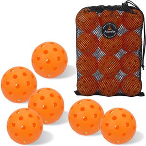 Pickleball Balls 6 Pack | 12 Pack- 40 Holes Outdoor Pickleball with Bag, Perfectly Balanced, High Bounce, Crack-ResistanceUSAPA Standard - Multiple Colors