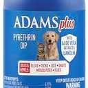 ADAMS Plus Pyrethrin Flea Dip for Dogs and Cats, Kills and Repels Fleas, Ticks, Lice, Gnats, Mosquitoes and Flies, for Dogs, Cats, Puppies, & Kittens, 4 Fl oz