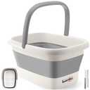 Collapsible Foot Bath Basin for Soaking Feet,Foot Soak Tub,Plastic Foot Bucket with Handles and Massage Acupoint,Foldable Laundry Basket-Gery (1 Pack, Grey)