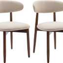 COLAMY Upholstered Open Back Dining Chair Set Of 2 Beige