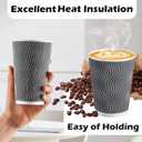 Lamosi 12 oz Insulated Coffee Cups Disposable - 50 Count Grey Paper Coffee Cups No Lids 12oz, Corrugated Ripple Wall Design for Hot Cold Drinks