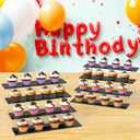 4 Tier Acrylic Display Risers, Black Perfume Organizer Stand, Large Cupcake Stand Holder, Dessert Display for Party, Display Shelf for Figure and Collection, Riser Stand for Decoration and Organizer